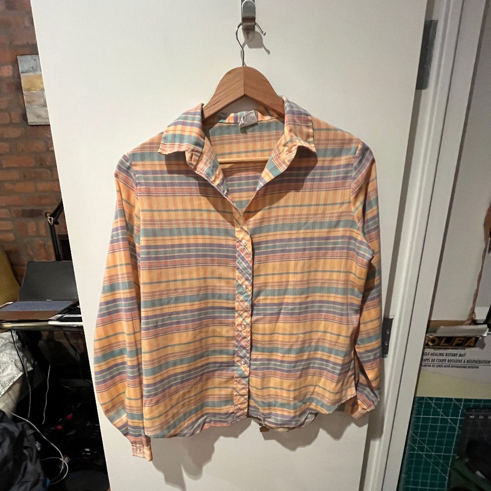 Vintage Jayson Classics Summer Lakehouse long sleeve striped 1970s colorful M